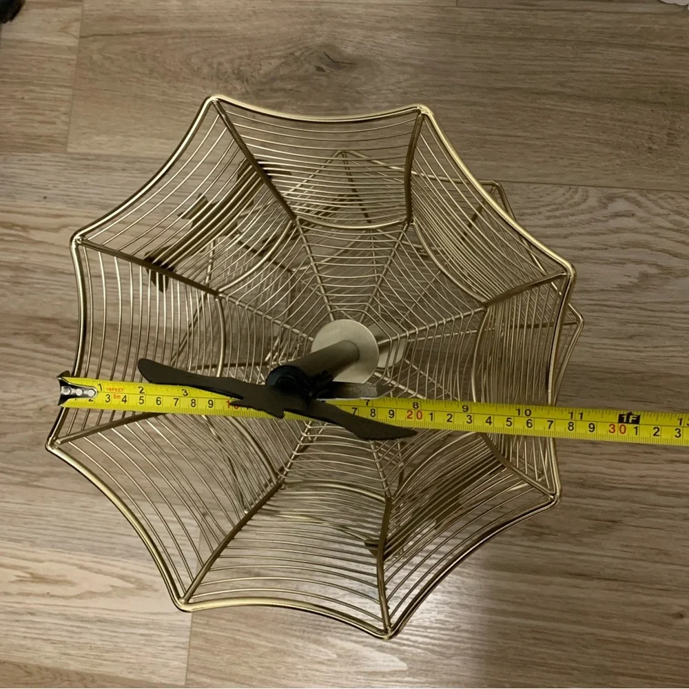 Bat Metal Plaque Fruit Basket - Gold & Black - Large - 20-1/2” Tall - NEW